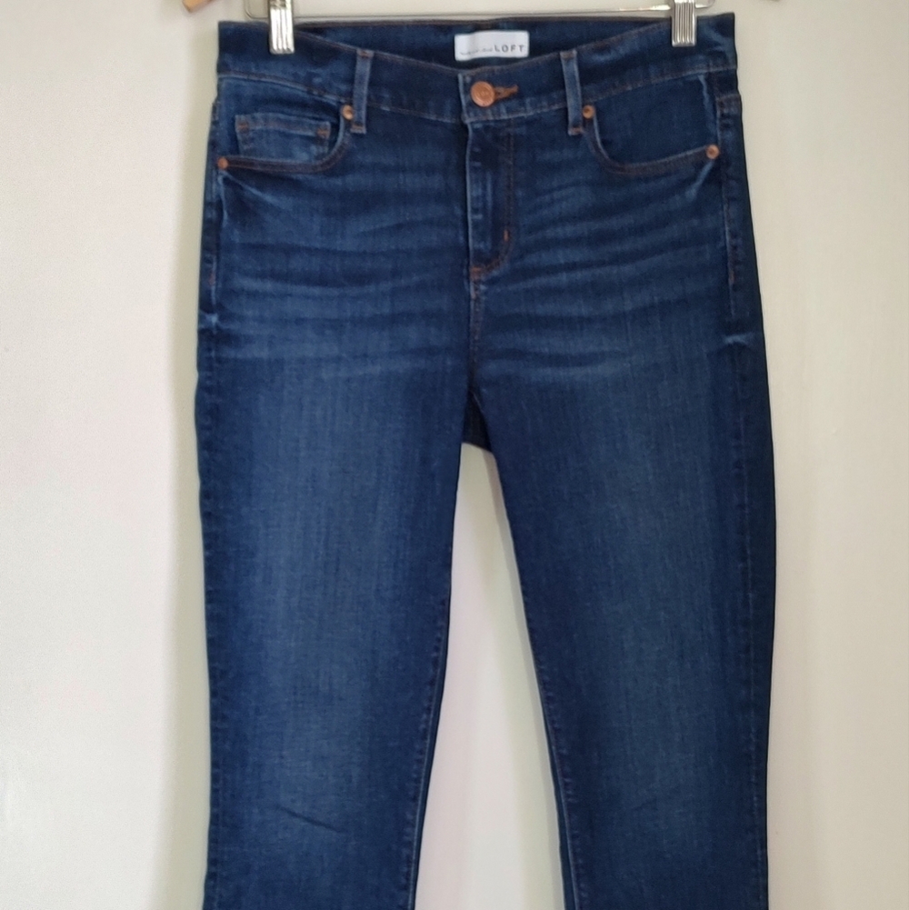 Loft Women's Blue Jeans with Frayed Tulip Hem